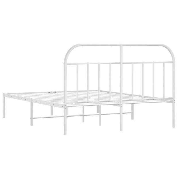 vidaXL Bedframe met hoofdbord metaal wit 160x200 cm