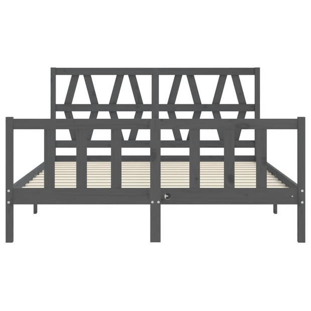 vidaXL Bedframe met hoofdbord massief hout grijs