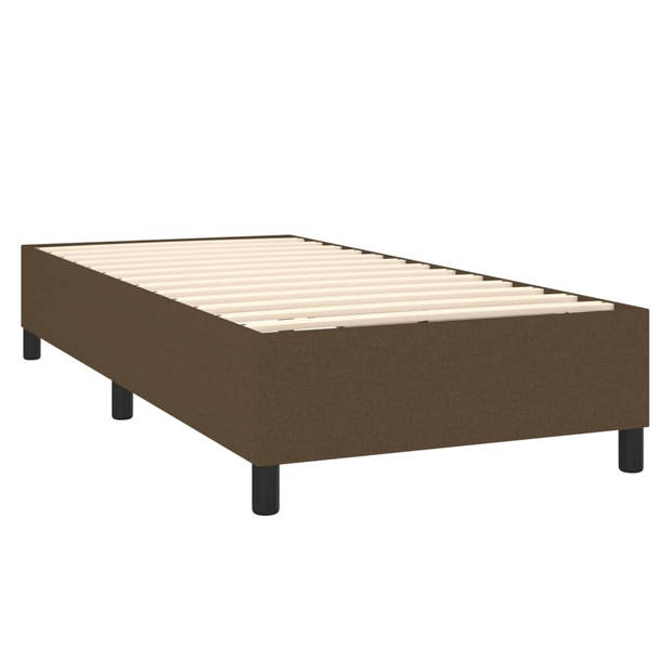 vidaXL Boxspring met matras stof donkerbruin 90x200 cm