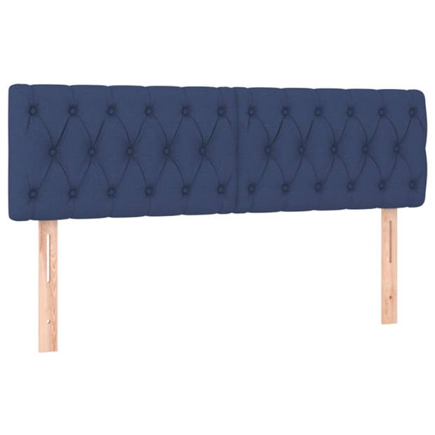 vidaXL Boxspring met matras stof blauw 140x190 cm