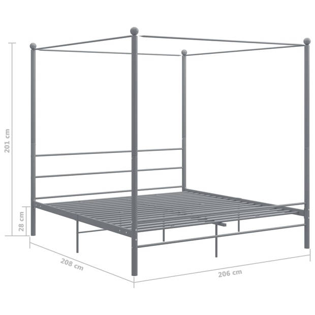 vidaXL Hemelbedframe metaal grijs 200x200 cm