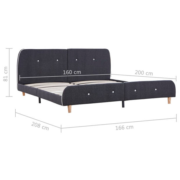 vidaXL Bedframe stof donkergrijs 160x200 cm