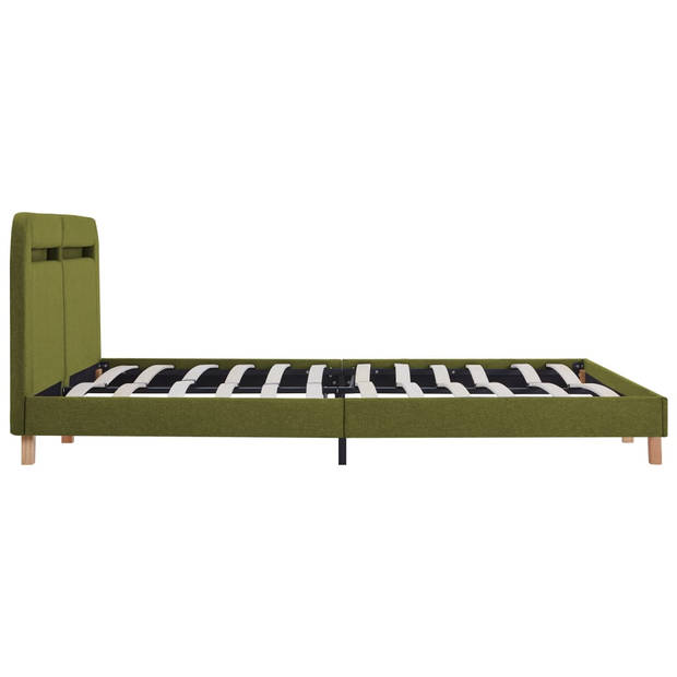 vidaXL Bedframe met LED stof groen 160x200 cm