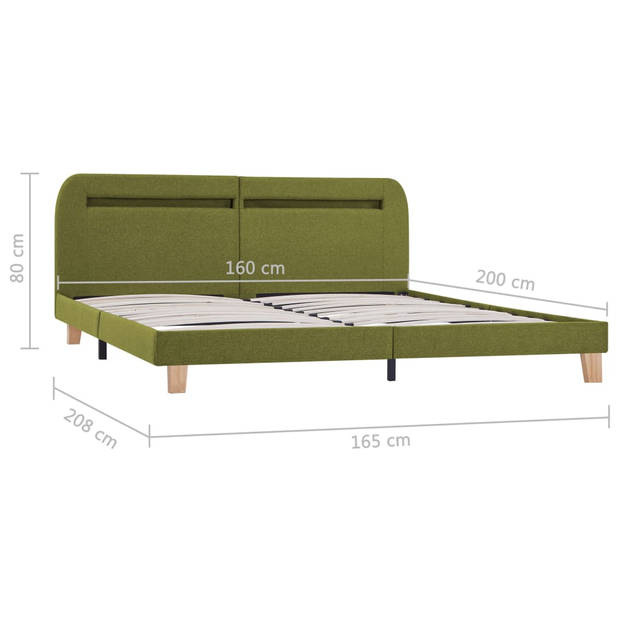 vidaXL Bedframe met LED stof groen 160x200 cm