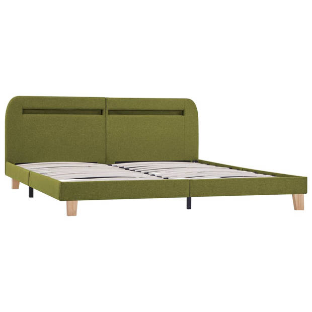 vidaXL Bedframe met LED stof groen 160x200 cm