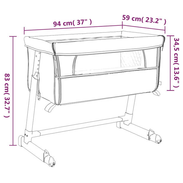 vidaXL Babybed met matras linnen lichtgrijs