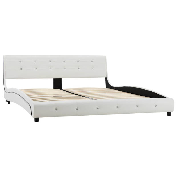 vidaXL Bed met traagschuim matras kunstleer wit 160x200 cm