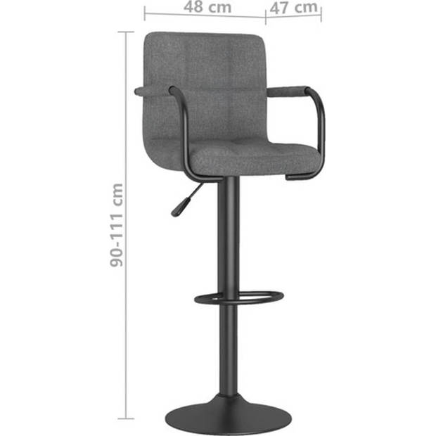 The Living Store Barkrukken - Barstoelen - 48 x 47 x (90 - 111) cm - Lichtgrijs - Zwart Staal