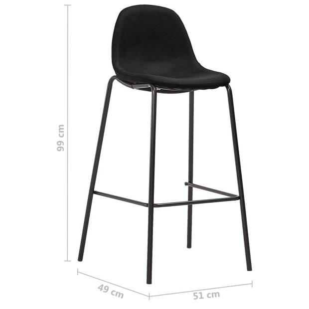 The Living Store Barstoelen - Stoffen bekleding - 51x49x99 cm - Zwart