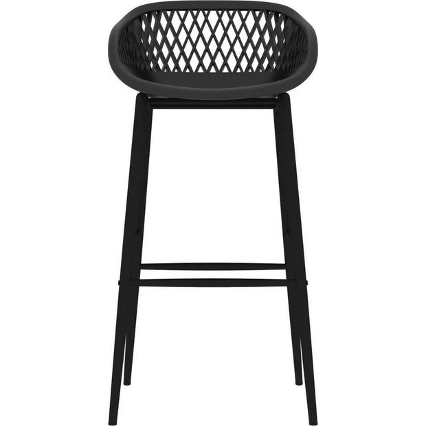 The Living Store Barstoelen - set van 4 - PP en metaal - 48 x 47.5 x 95.5 cm (B x D x H) - Zwart