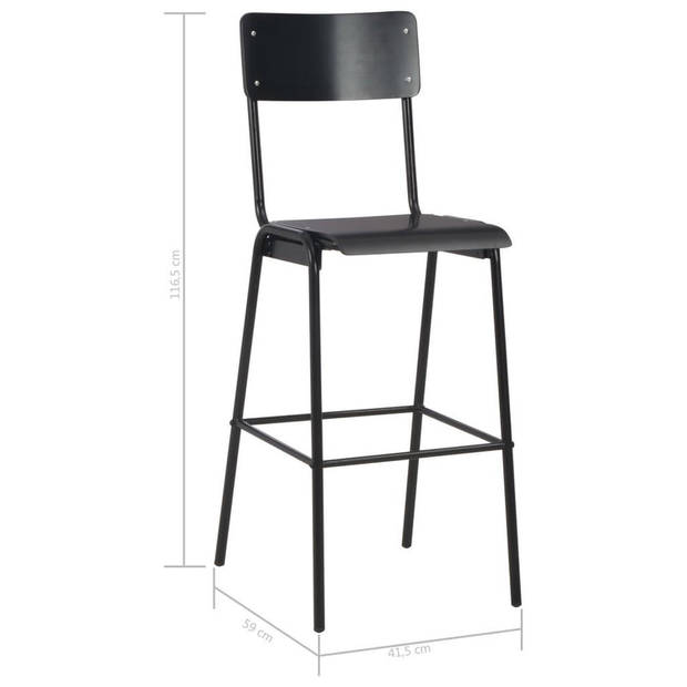 The Living Store Barstoelen - 2-Delige - Zwart - 41.5 x 59 x 116.5 cm - Stapelbaar