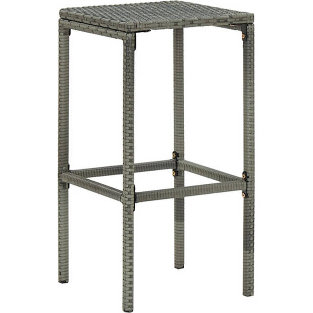 The Living Store Barkrukken - Set van 3 - Grijs - Met Zitkussen - 38x38x76cm - PE-rattan en staal