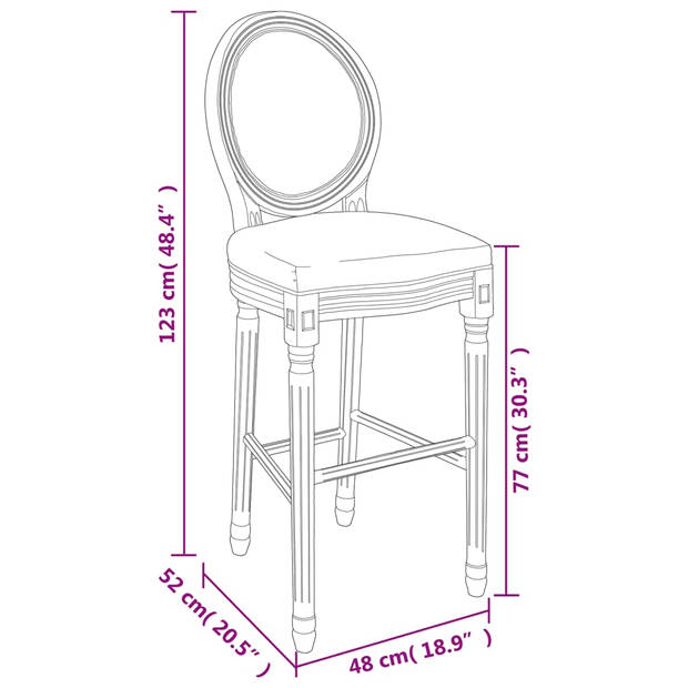 The Living Store Barstoelen - Massief houten - Crèmewit - 48x52x123cm - Barok charme