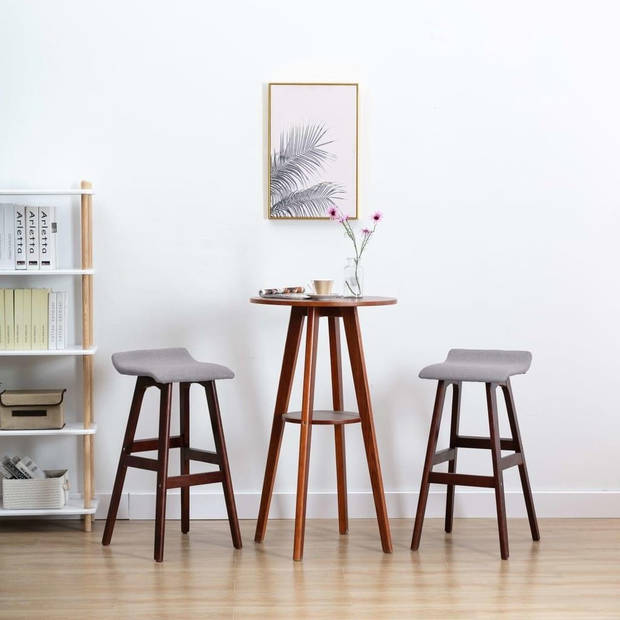 The Living Store Barstoel - Elegant - Interieur - 41 x 42 x 79 cm - Kleur- Lichtgrijs en Donkerbruin - Materiaal- 100%