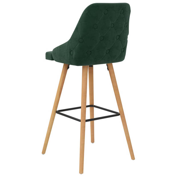 The Living Store Barstoelen Set Donkergroen - Fluweel - Beukenhout - 48x55x106 cm - 110kg