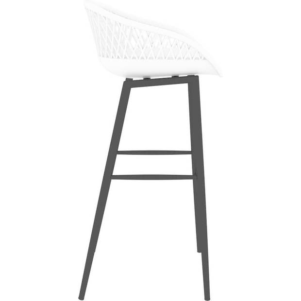 The Living Store Barstoelenset - PP en Metalen Barstoelen - 48 x 47.5 x 95.5 cm - Wit