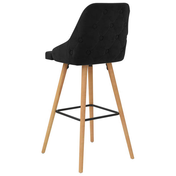 The Living Store Barstoelen Velvet - 48 x 55 x 106 cm - Zwart