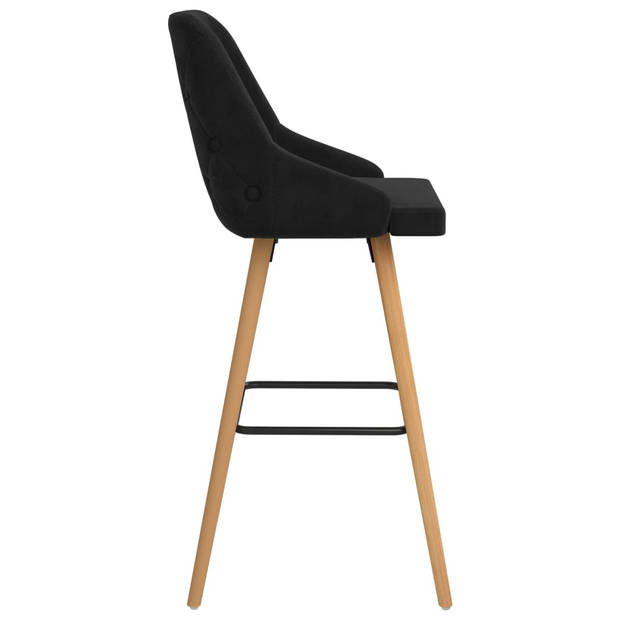 The Living Store Barstoelen Velvet - 48 x 55 x 106 cm - Zwart