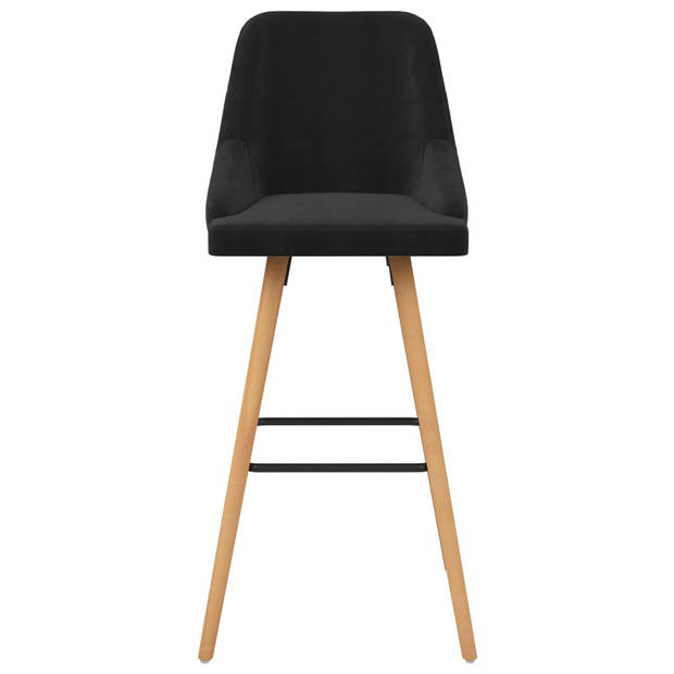 The Living Store Barstoelen Velvet - 48 x 55 x 106 cm - Zwart