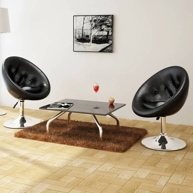 The Living Store Loungestoel Zwart - Verstelbaar - Stalen Frame - Gepolijste Chromen Afwerking - 61x58x80-93cm -