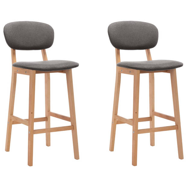 The Living Store Barstoelen Set - Lichtgrijs - Stof en Beukenhout - 45 x 47 x 92 cm - Comfortabel zitten - Voetensteun