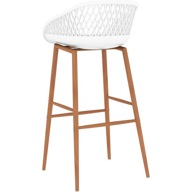 The Living Store Barstoelen - Mesh-Look - Set van 2 - Wit - 48x47.5x95.5 cm - Ergonomisch ontworpen zitting - Robuust