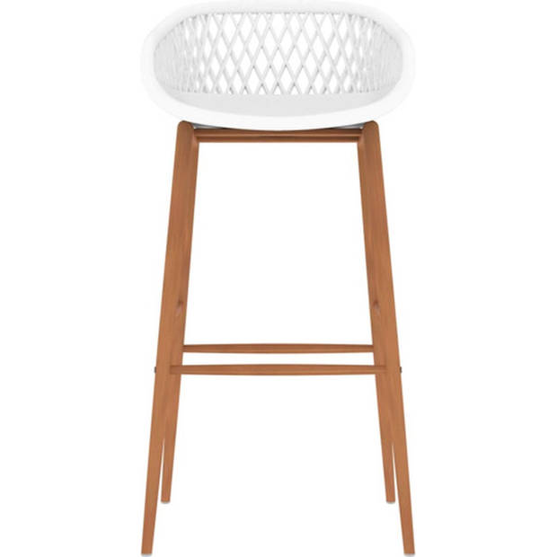 The Living Store Barstoelen - Mesh-Look - Set van 2 - Wit - 48x47.5x95.5 cm - Ergonomisch ontworpen zitting - Robuust