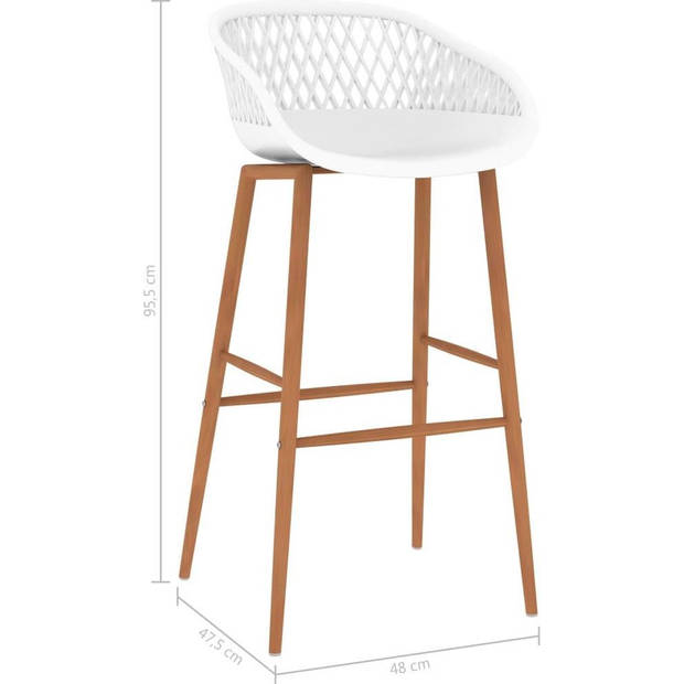 The Living Store Barstoelen - Mesh-Look - Set van 2 - Wit - 48x47.5x95.5 cm - Ergonomisch ontworpen zitting - Robuust