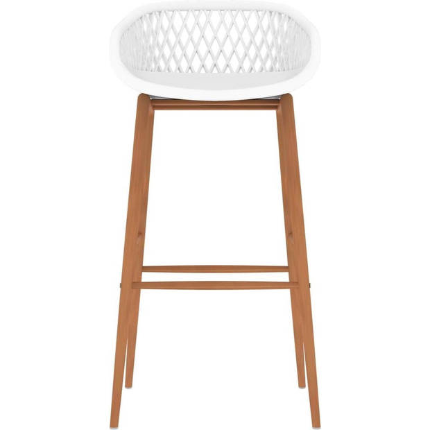 The Living Store Barstoelen - Mesh-Look - Set van 2 - Wit - 48x47.5x95.5 cm - Ergonomisch ontworpen zitting - Robuust