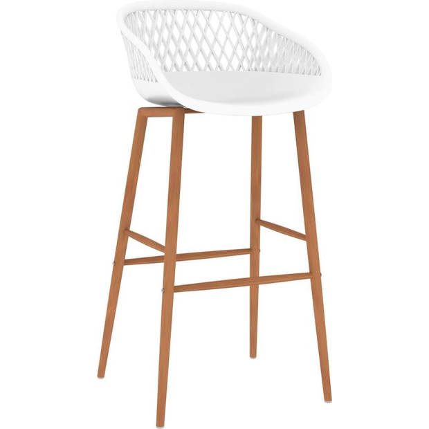 The Living Store Barstoelen - Mesh-Look - Set van 2 - Wit - 48x47.5x95.5 cm - Ergonomisch ontworpen zitting - Robuust