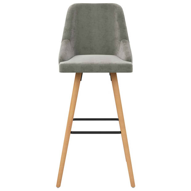 The Living Store Barstoelen - Set van 2 - Fluweel - Lichtgrijs - Afmetingen- 48 x 55 x 106 cm - Draagvermogen 110 kg