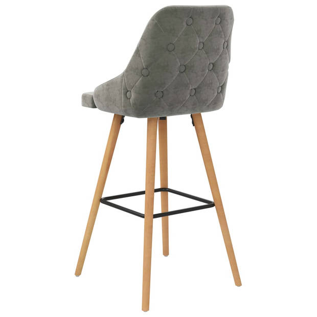 The Living Store Barstoelen - Set van 2 - Fluweel - Lichtgrijs - Afmetingen- 48 x 55 x 106 cm - Draagvermogen 110 kg