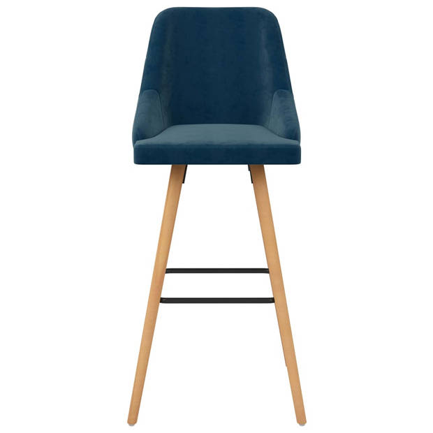 The Living Store Barstoelen Fluweel - 48 x 55 x 106 cm - Blauw