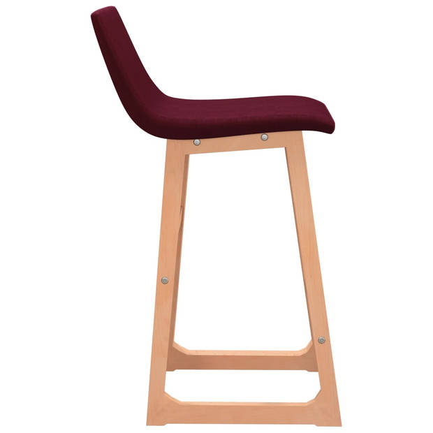 The Living Store Barkrukken - Geniet - Barstoelen - 38x45x85cm - Wijnrood