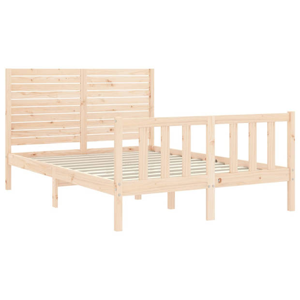 vidaXL Bedframe met hoofdbord massief hout 120x200 cm