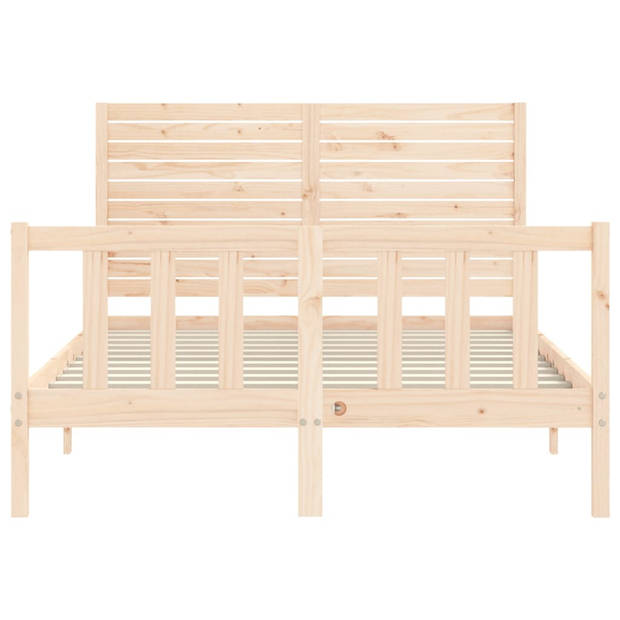 vidaXL Bedframe met hoofdbord massief hout 120x200 cm