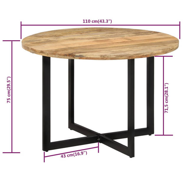 The Living Store Eetkamertafel Hout - 110 x 75 cm - Retro stijl