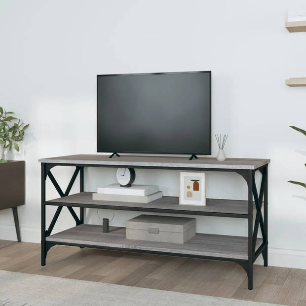 The Living Store TV-meubel - Industrieel grijs sonoma eiken - 100 x 40 x 50 cm