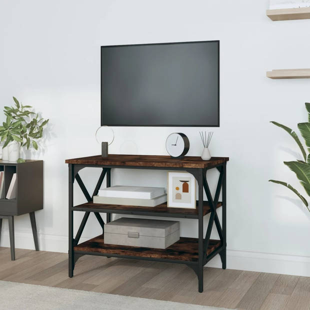 The Living Store Tv-kast - Industrieel - 60x40x50 cm - Gerookt eiken - Duurzaam hout en ijzer