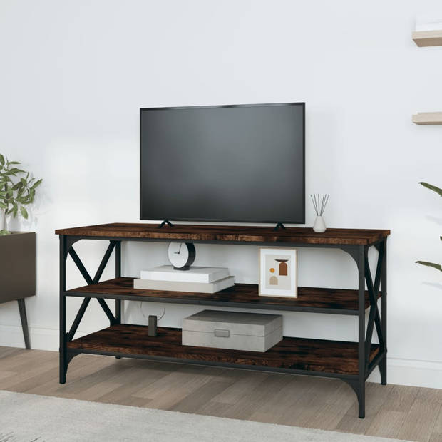 The Living Store Tv-kast - Gerookt eiken - 100x40x50 cm - Industrieel frame