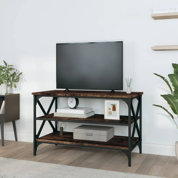 The Living Store TV-kast - Industrieel - Smoked Oak - 80 x 40 x 50 cm - Duurzaam hout-ijzeren frame