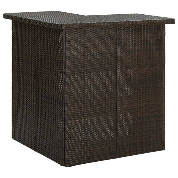 The Living Store Hoekbartafel - PE-rattan/staal - 100x50x105cm - Bruin