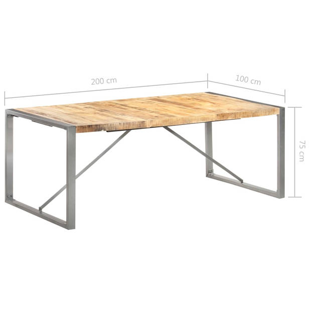 vidaXL Eettafel 200x100x75 cm massief ruw mangohout