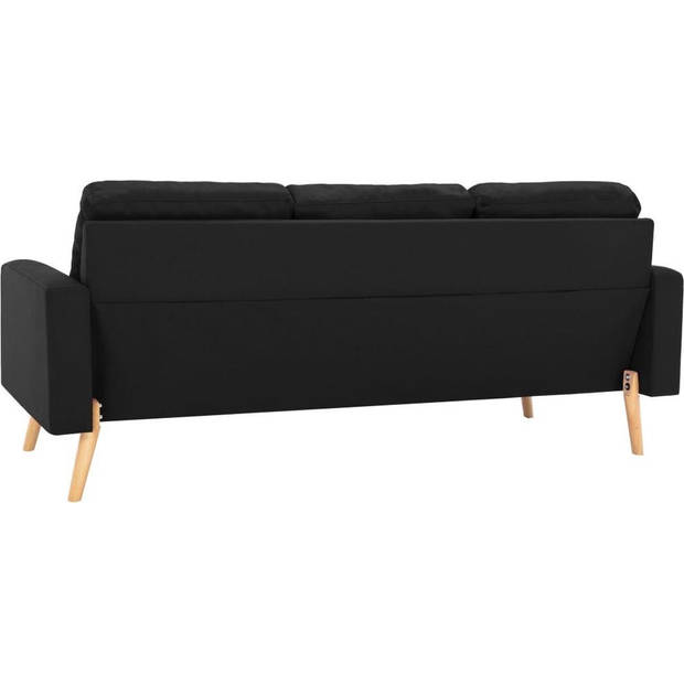 The Living Store Bankenset - Zwart stoffen bekleding - 2-zitsbank- 130x76x82.5cm (BxDxH) - 3-zitsbank- 184x76x82.5cm