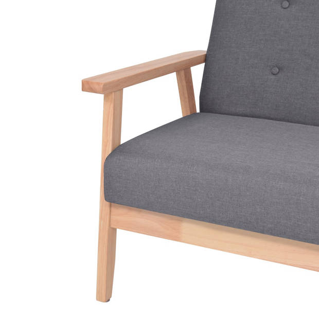 The Living Store Bankenset - Polyester - Donkergrijs - Houten frame - Fauteuil- 64.5 x 67 x 73.5 cm - 2-zitsbank- 113.5