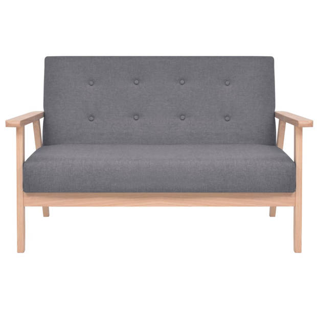 The Living Store Bankenset - Polyester - Donkergrijs - Houten frame - Fauteuil- 64.5 x 67 x 73.5 cm - 2-zitsbank- 113.5