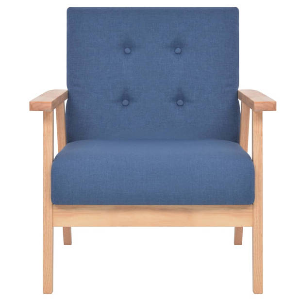 The Living Store Bankenset The Living Store - Comfort - Fauteuil en 2-zitsbank - Blauw - Houten frame - Polyester