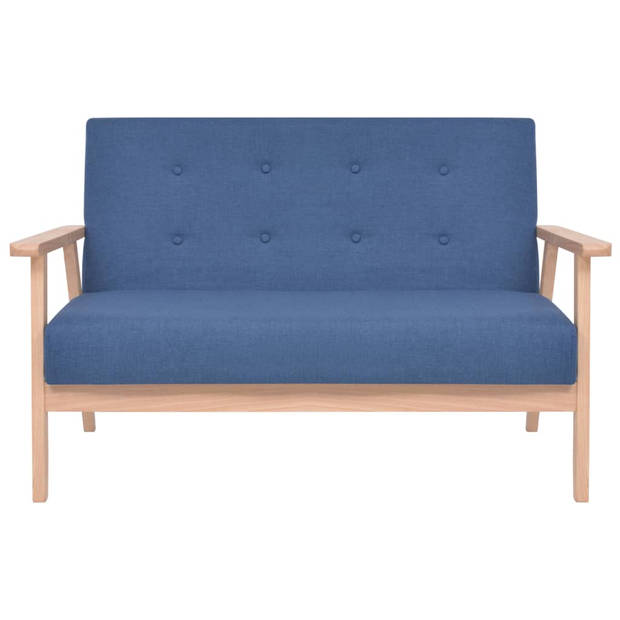 The Living Store Sofa 2-zits - Blauw - 113.5x67x73.5cm - Comfortabele zitbank met houten frame