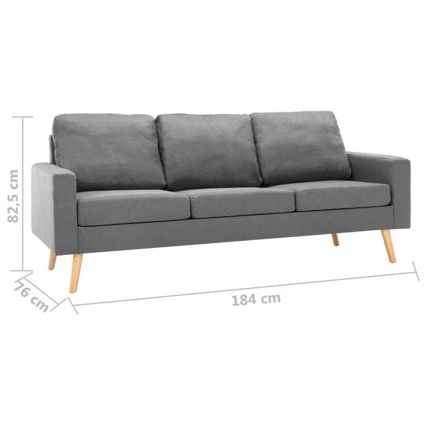 The Living Store Bankenset - - Stof - Lichtgrijs - Houten frame - Fauteuil- 77 x 71 x 80 cm Driezitsbank- 184 x 76 x