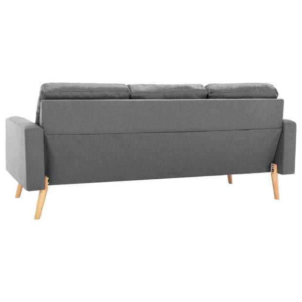 The Living Store Bankenset - - Stof - Lichtgrijs - Houten frame - Fauteuil- 77 x 71 x 80 cm Driezitsbank- 184 x 76 x